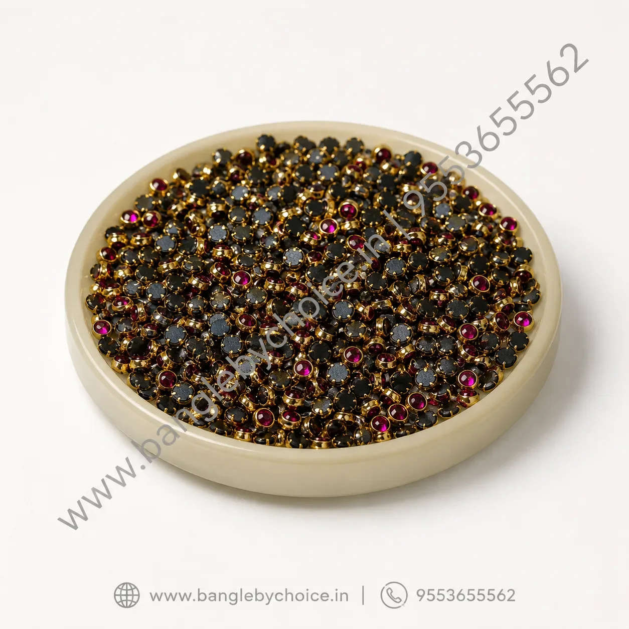 3mm Round Dark Pink Glass Kundans detail view 5