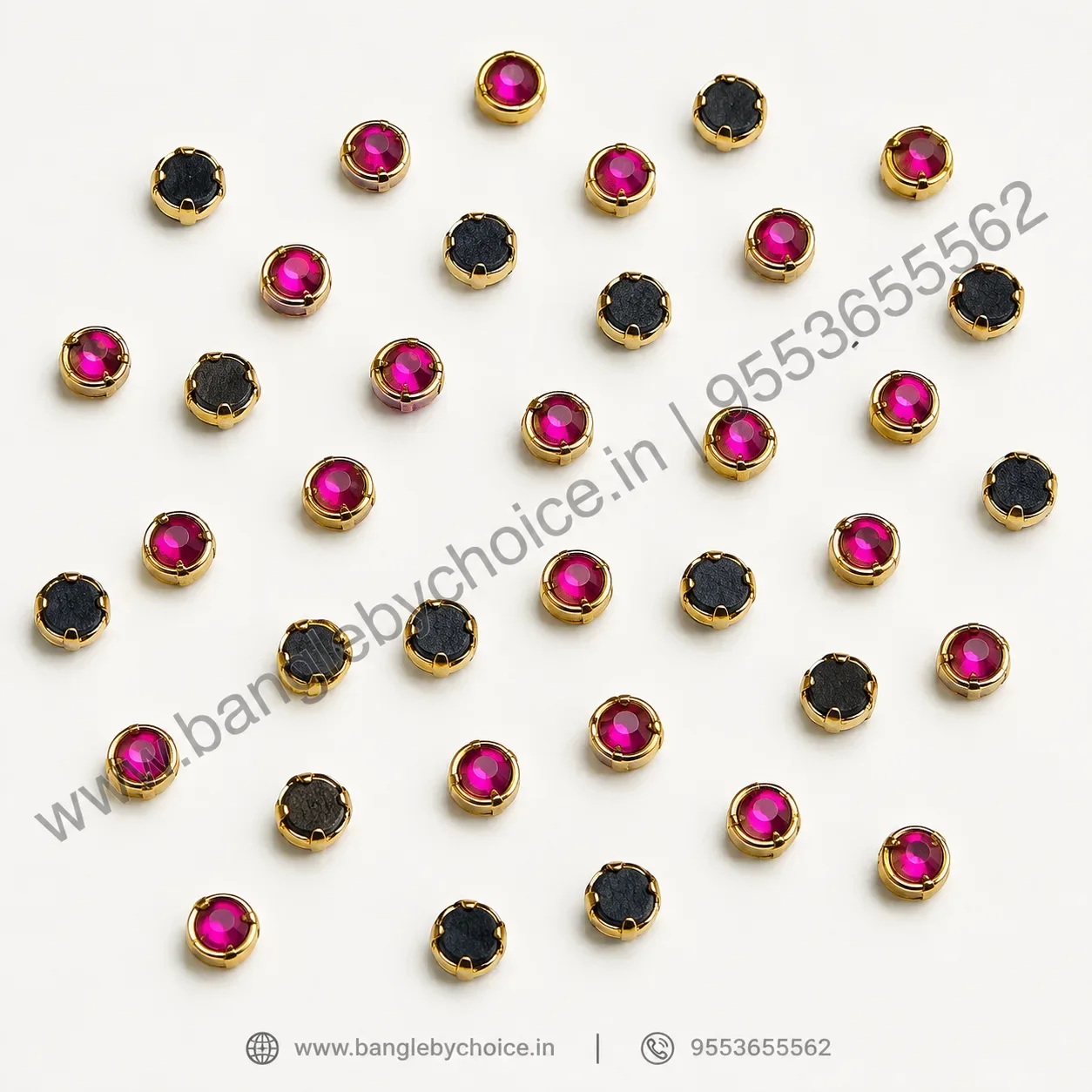 3mm Round Dark Pink Glass Kundans detail view 2