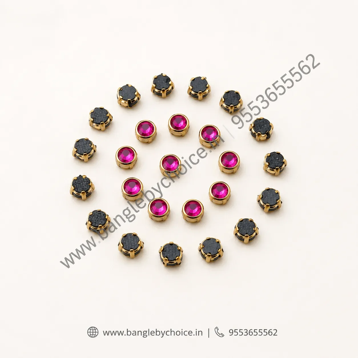 3mm Round Dark Pink Glass Kundans detail view 3