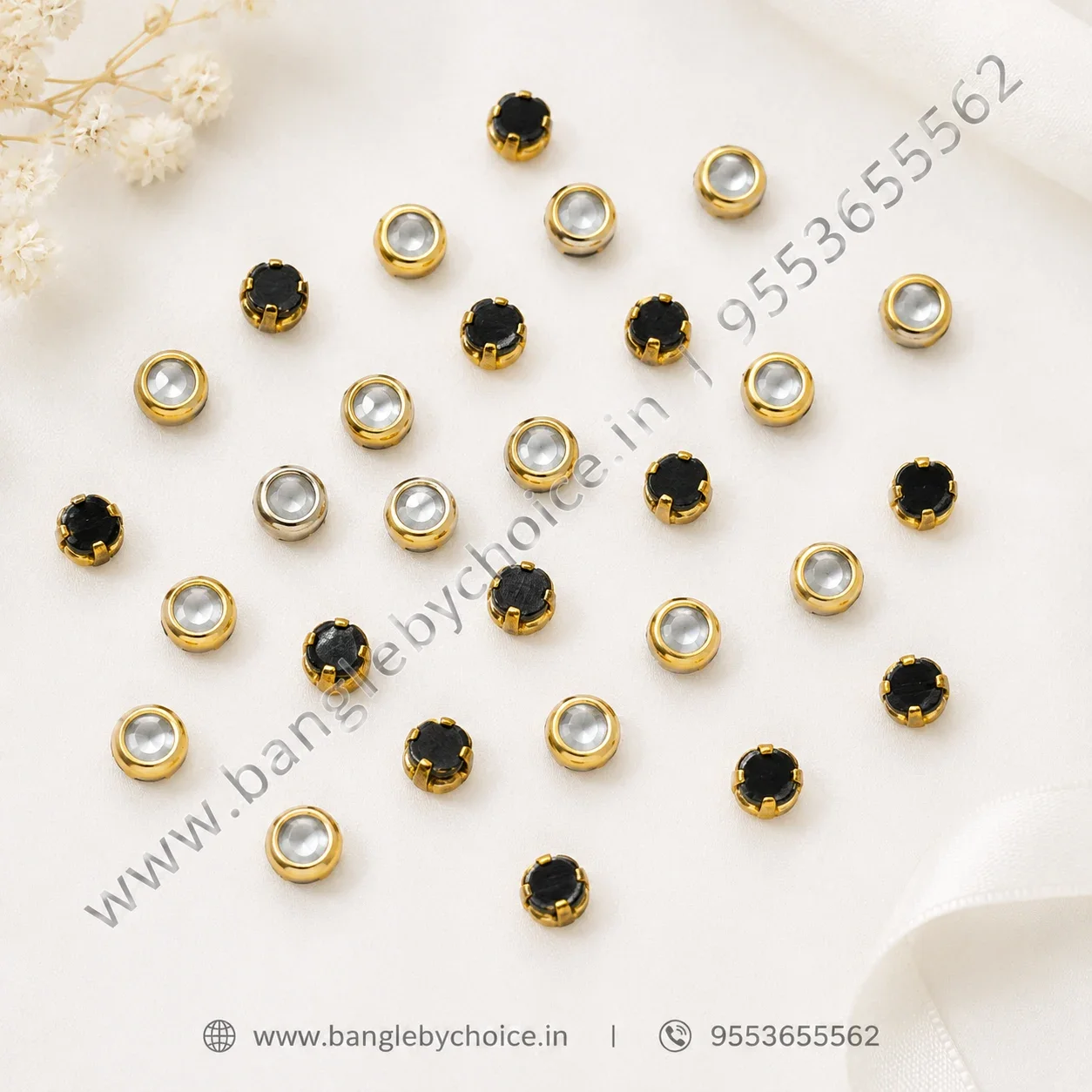 3mm Round Glossy White Kundans detail view 2