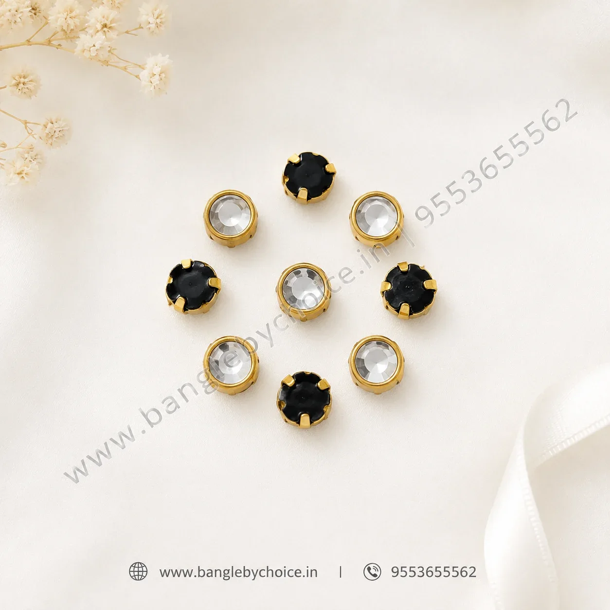3mm Round Glossy White Kundans detail view 4