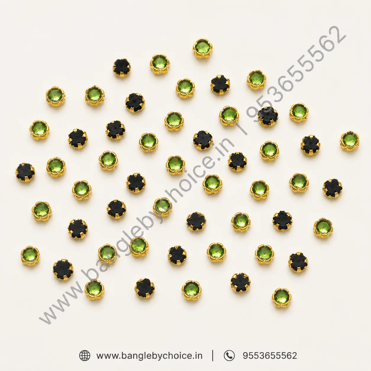 3mm Round Glass Light Green Colour Kundans detail view 2