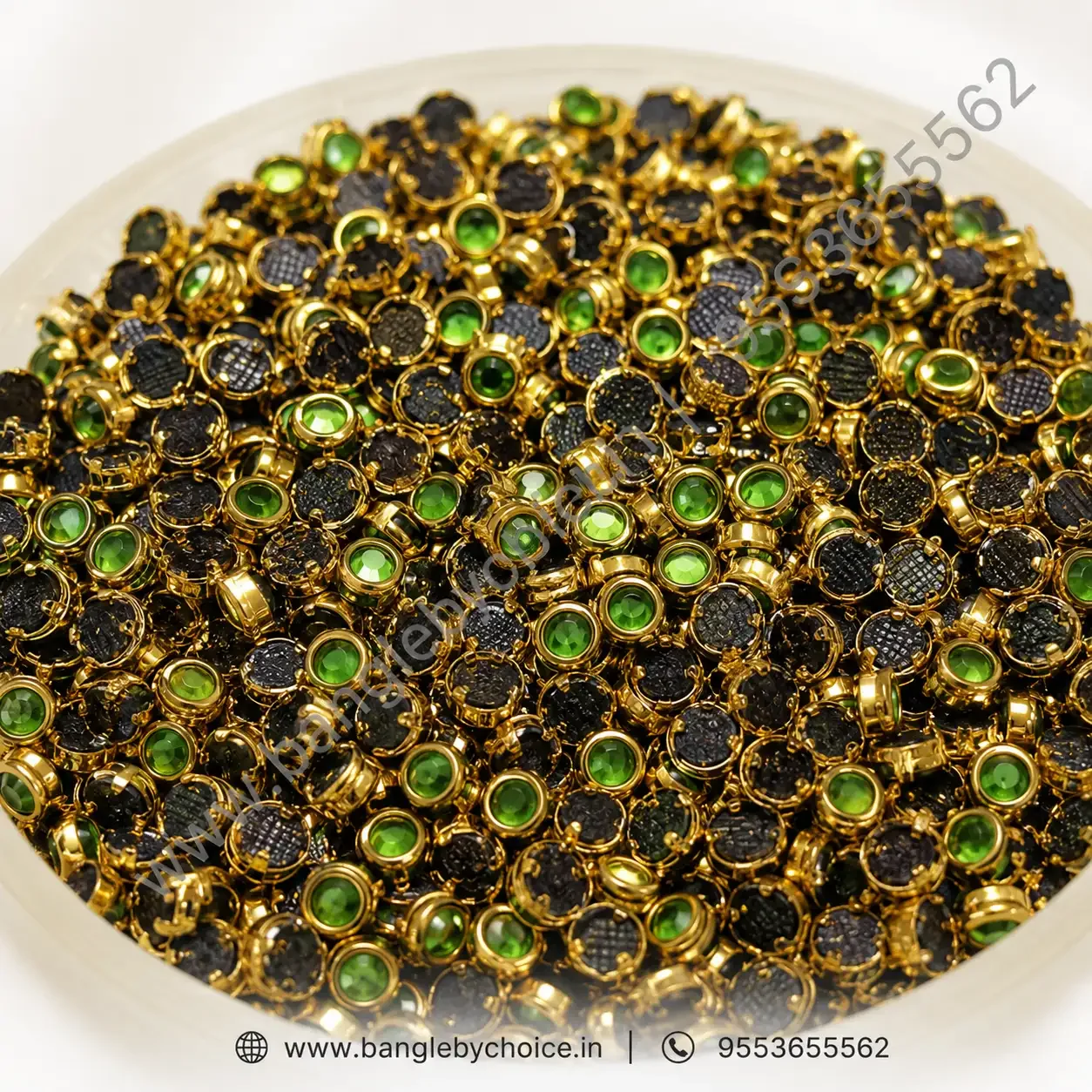 3mm Round Glass Light Green Colour Kundans detail view 5
