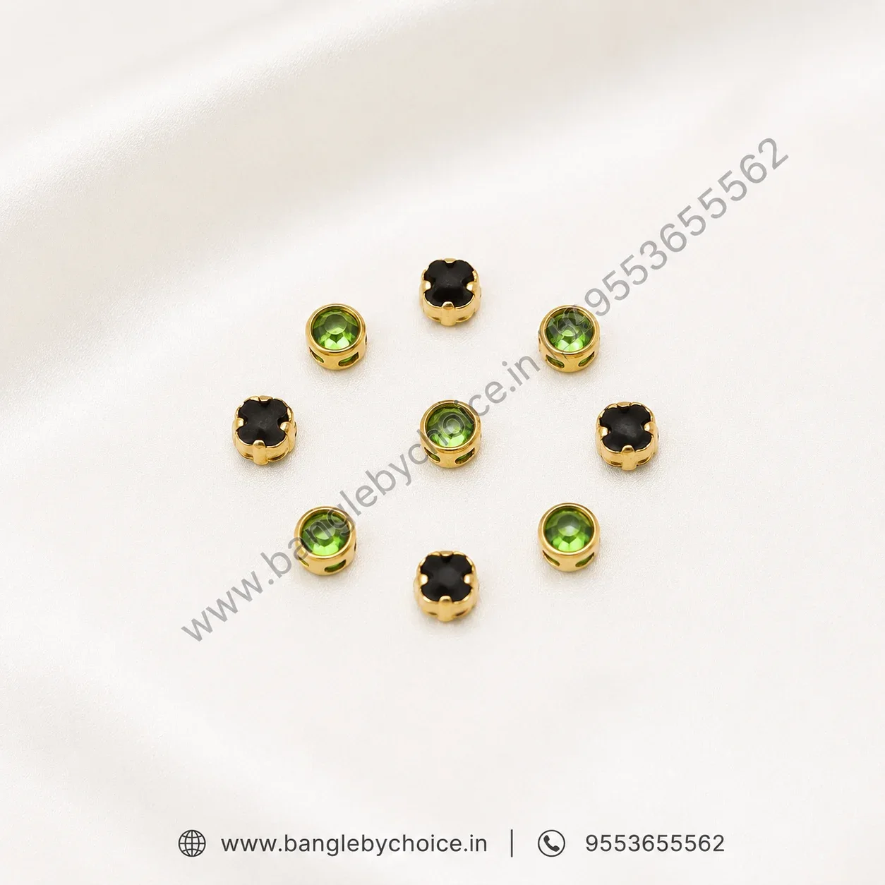 3mm Round Glass Light Green Colour Kundans detail view 3