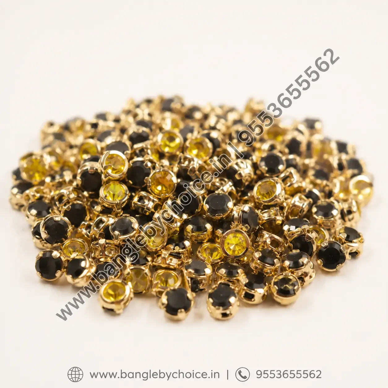 3mm Round Yellow Glass Kundans detail view 3