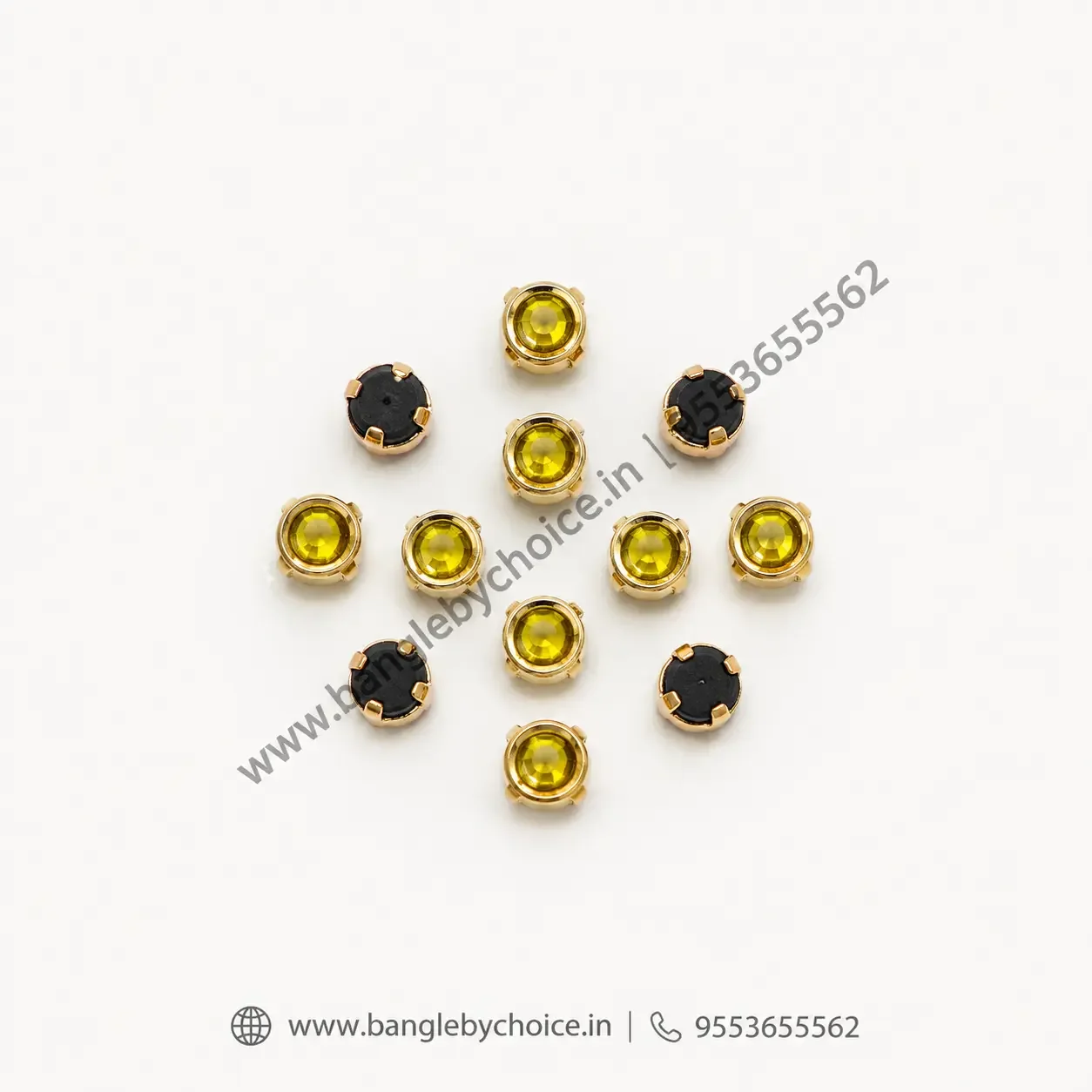 3mm Round Yellow Glass Kundans detail view 5