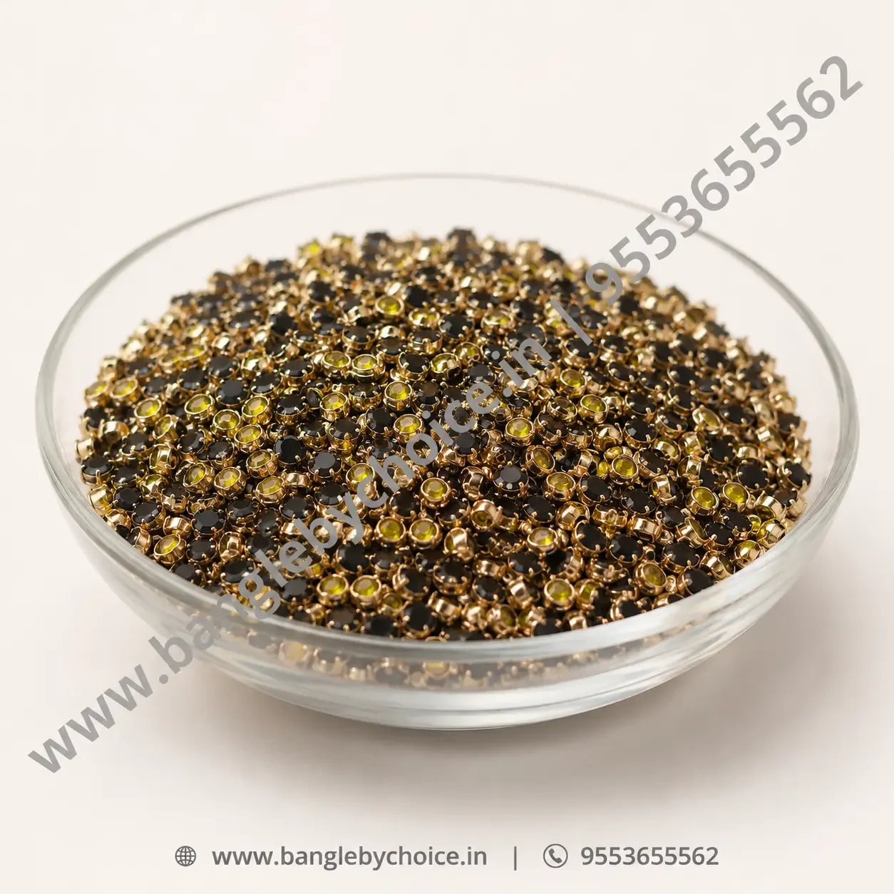 3mm Round Yellow Glass Kundans detail view 2