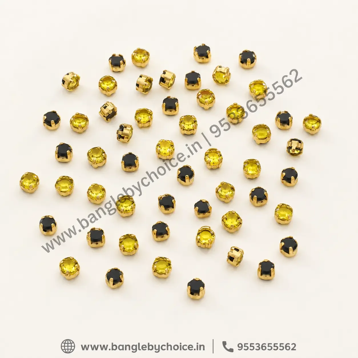 3mm Round Yellow Glass Kundans detail view 4