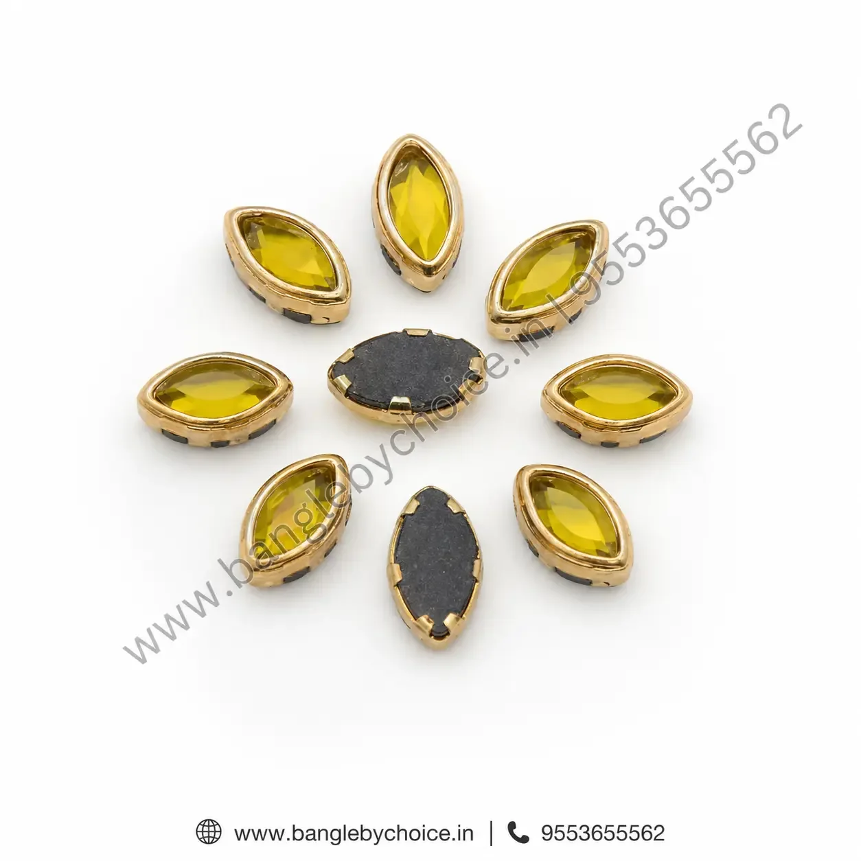 6K Eye Shaped Yellow Kundans detail view 5