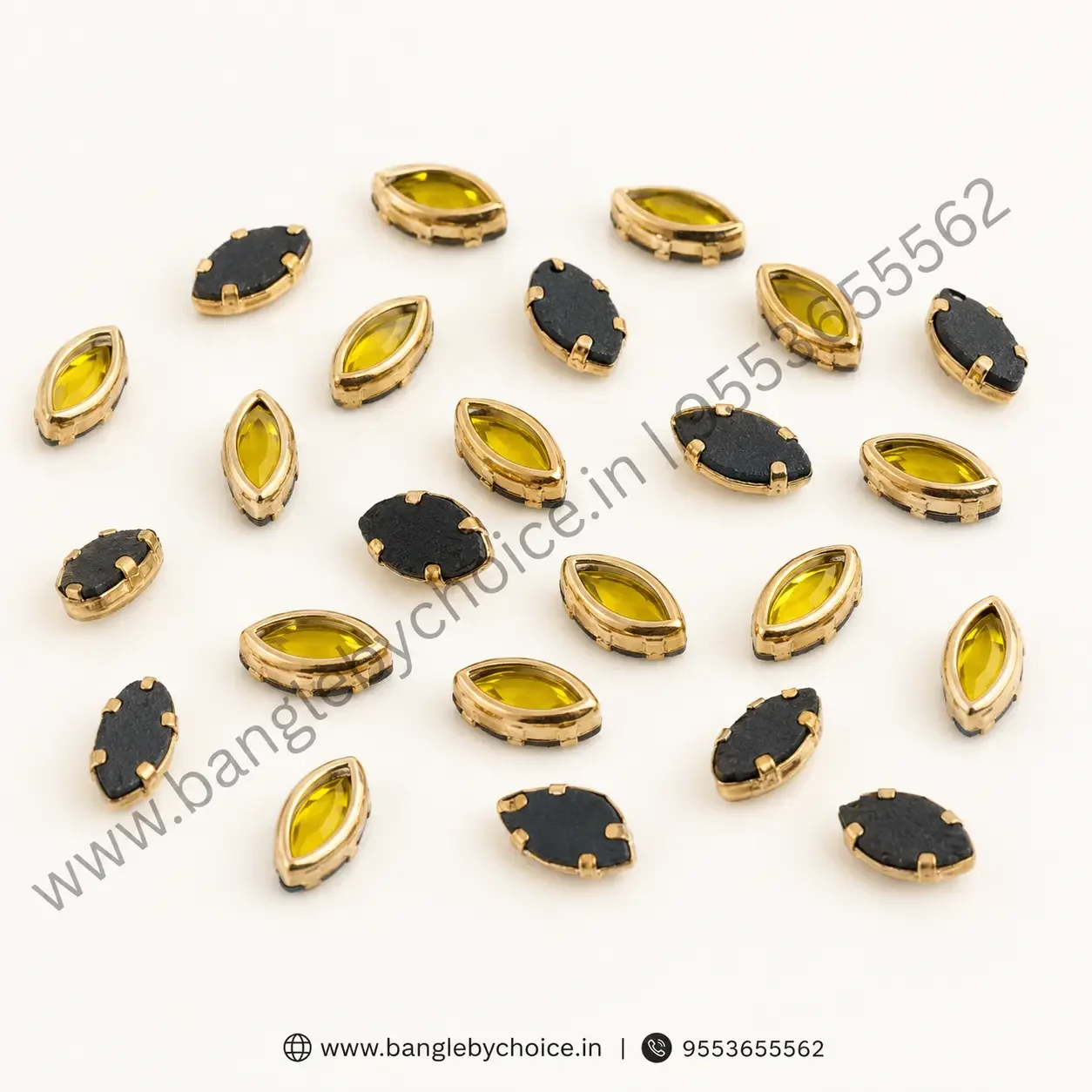 6K Eye Shaped Yellow Kundans detail view 4
