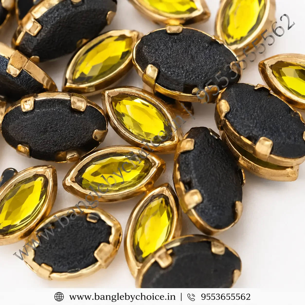 6K Eye Shaped Yellow Kundans detail view 3