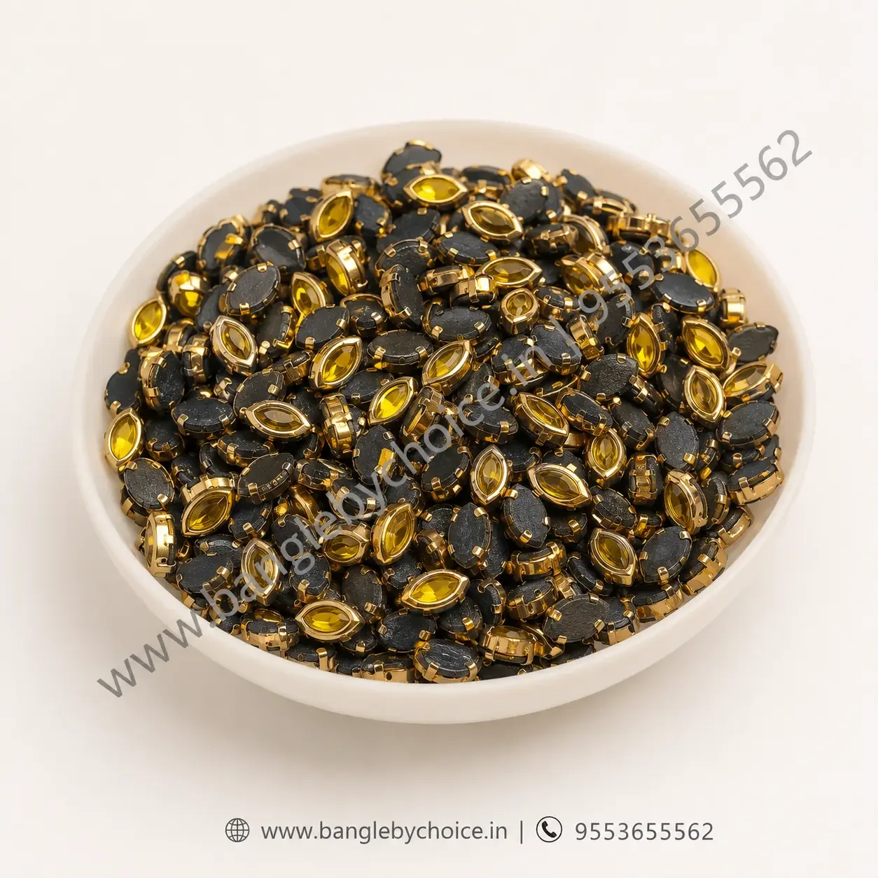 6K Eye Shaped Yellow Kundans detail view 2