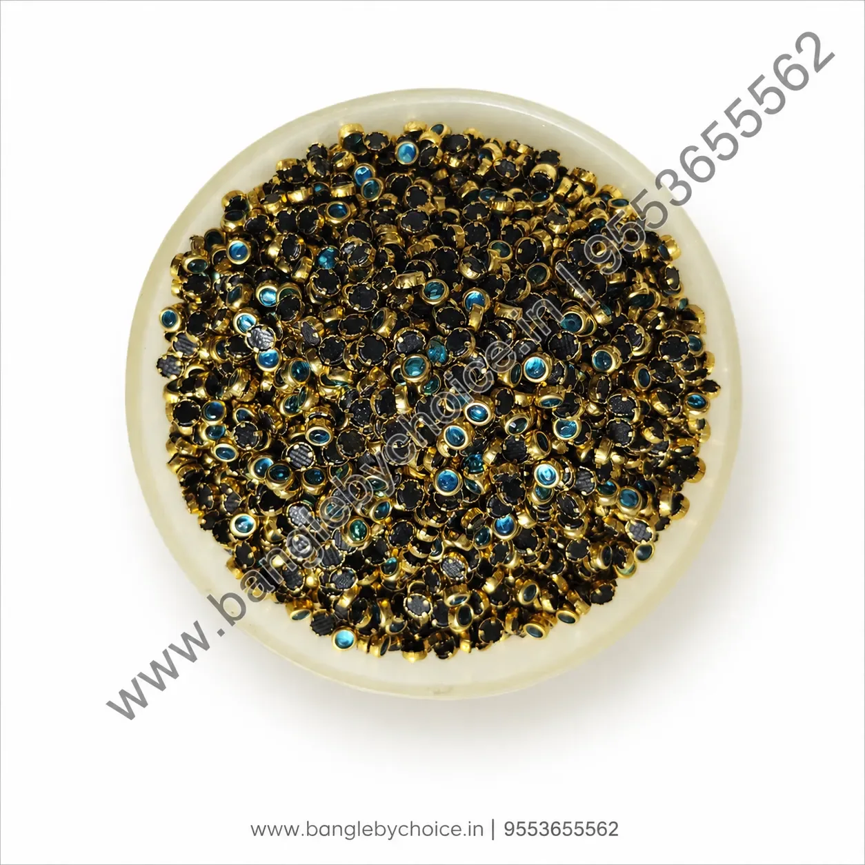 3mm Round light Blue Glass Kundans for bangle making, jewellery making, blouse work and DIY craft projects