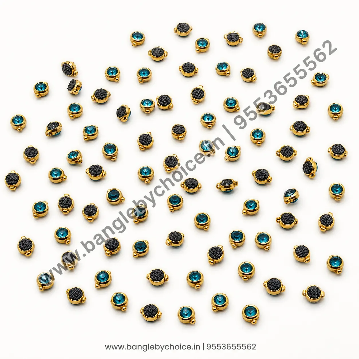 3mm Round Light Blue Glass Kundans detail view 4