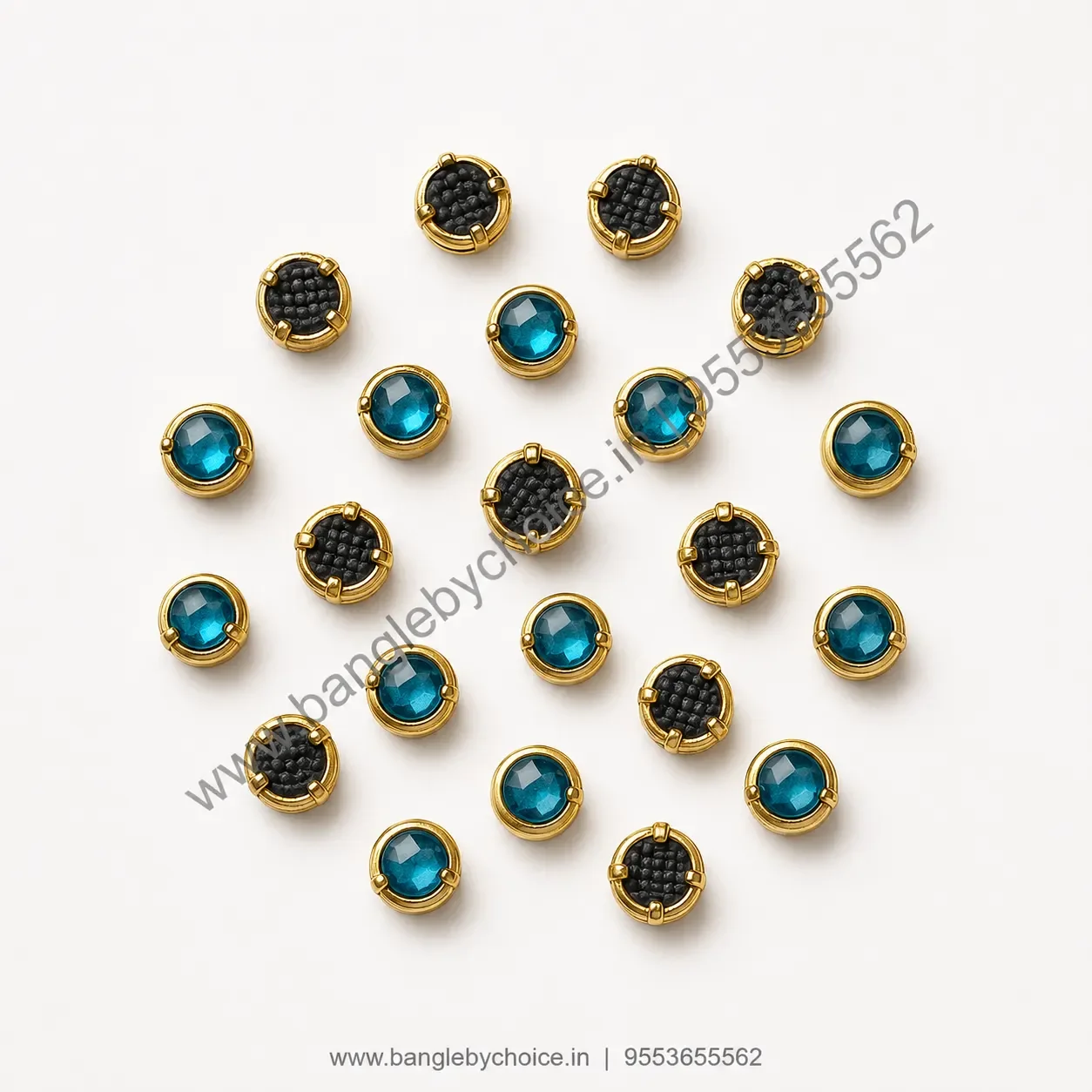 3mm Round Light Blue Glass Kundans detail view 5