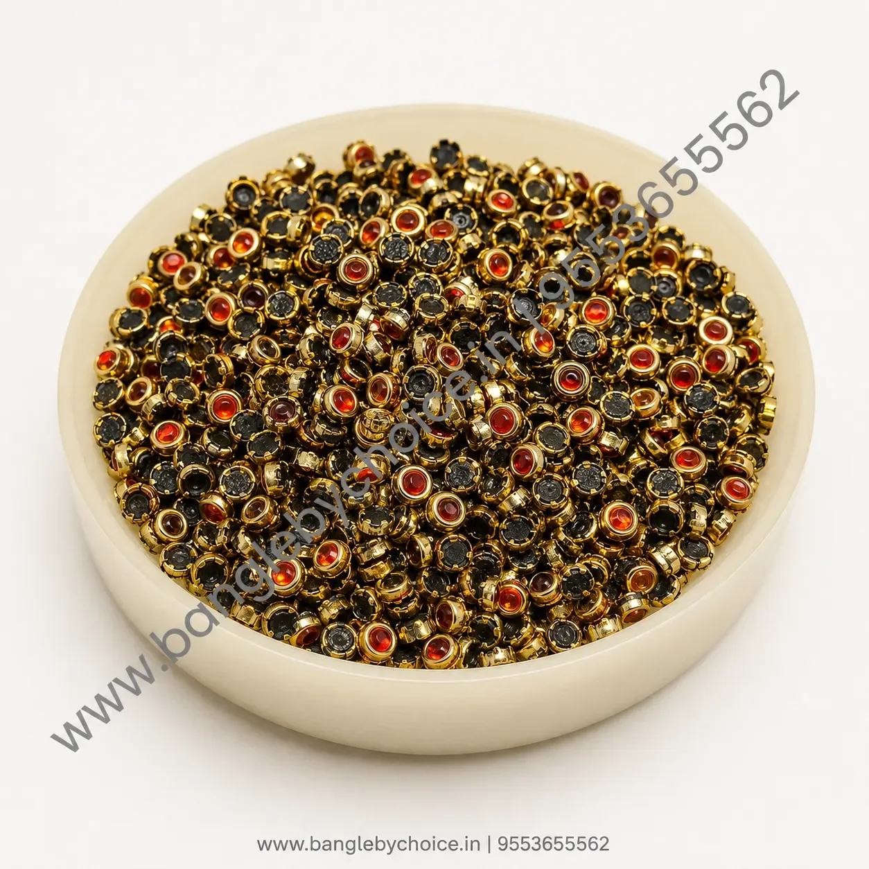 3mm Round Orange Glass Kundans detail view 2