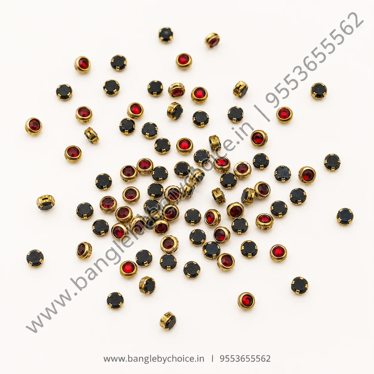 3mm Round Red Glass Kundans detail view 3