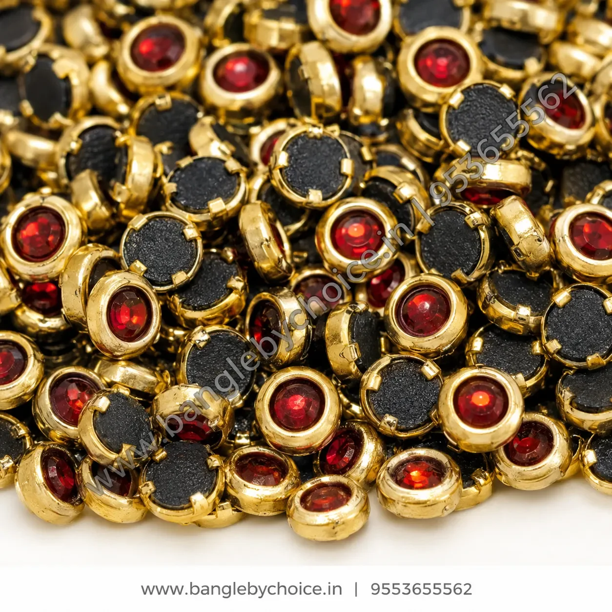 3mm Round Red Glass Kundans detail view 4