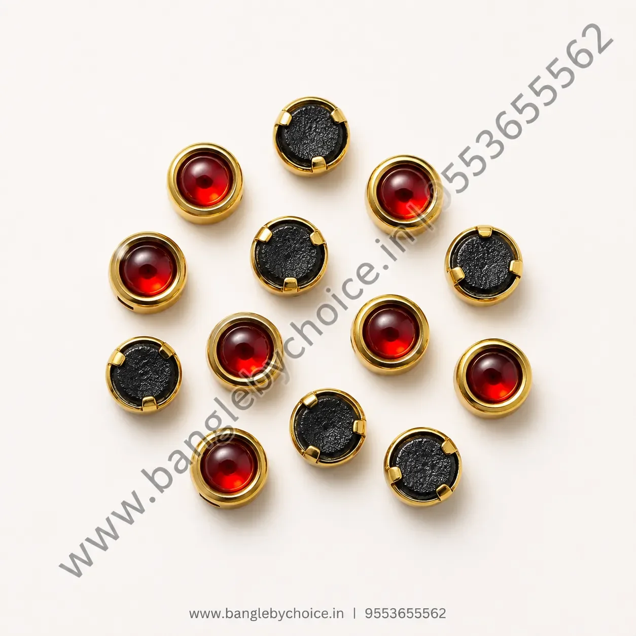3mm Round Red Glass Kundans detail view 5