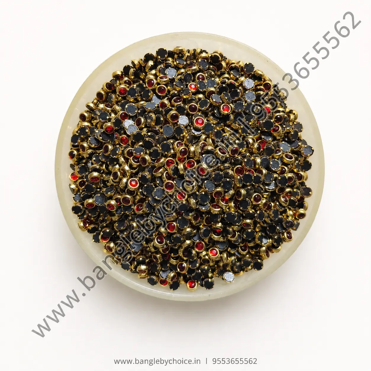 3mm Round Red Glass Kundans for bangle making, jewellery making, blouse work and DIY craft projects