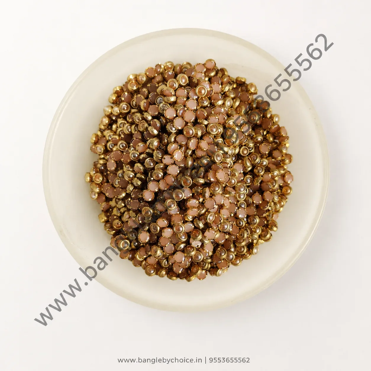 3mm Round Ceramic gold Kundans for bangle making, jewellery making, blouse work and DIY craft projects