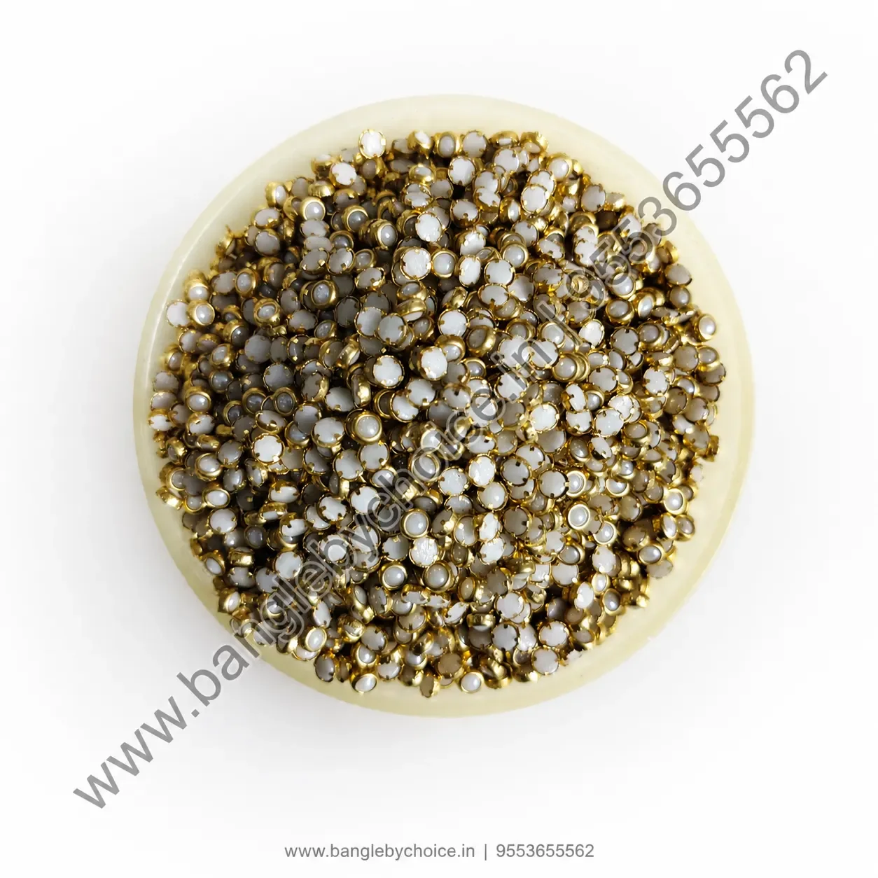 3mm Round Ceramic White Kundans for bangle making, jewellery making, blouse work and DIY craft projects
