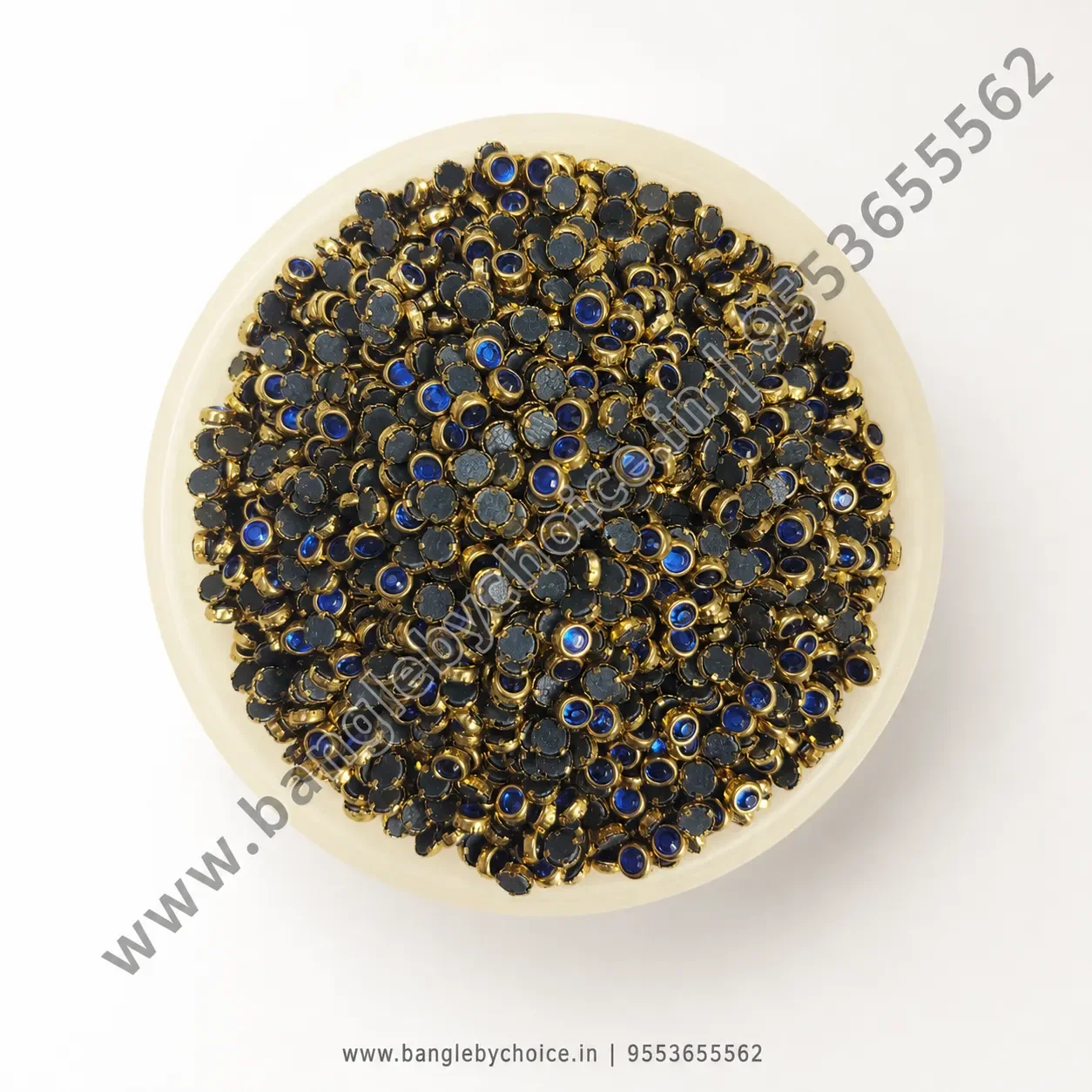 3mm Round Dark Blue Glass Kundans for bangle making, jewellery making, blouse work and DIY craft projects