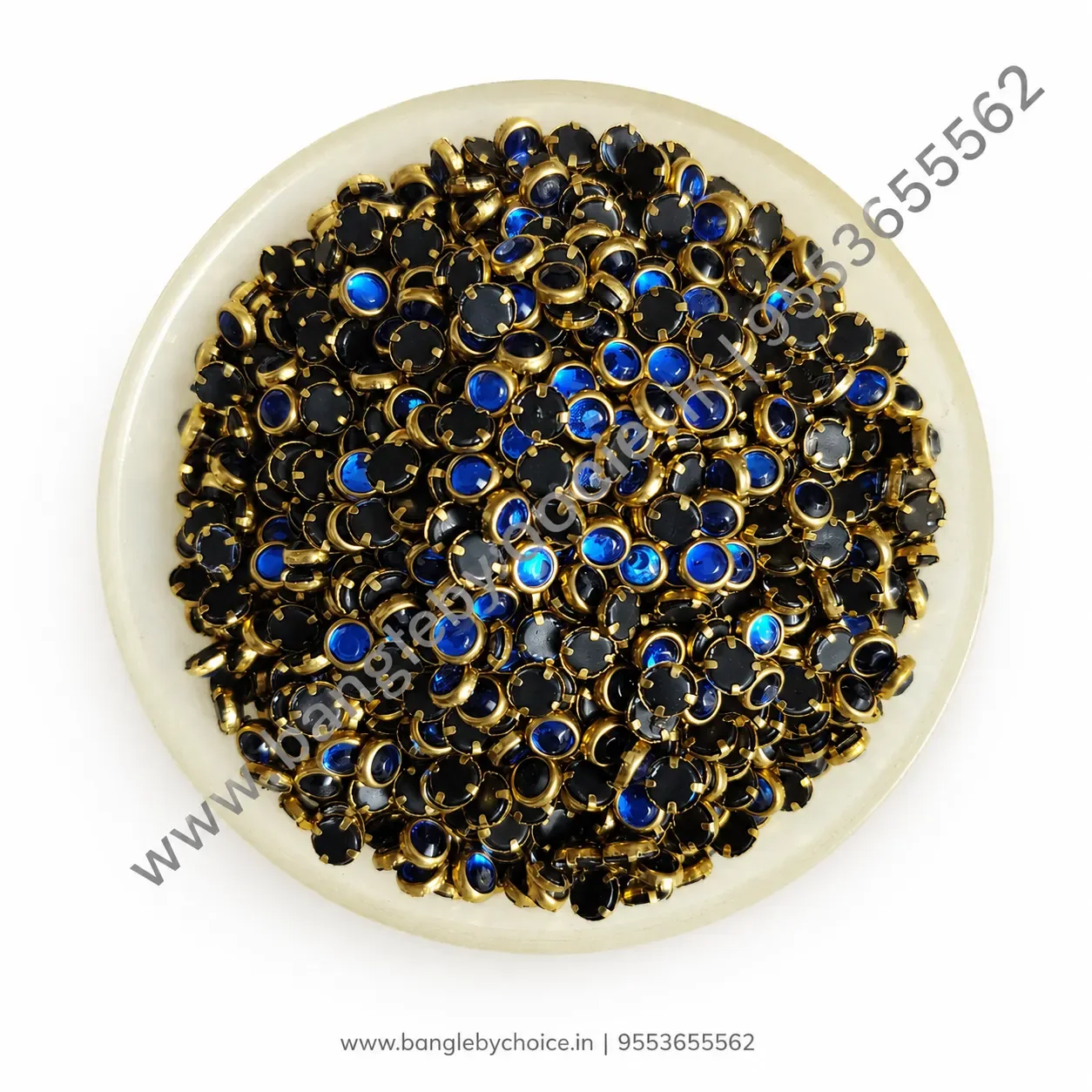 4mm Round Dark Blue Glass Kundans for bangle making, jewellery making, blouse work and DIY craft projects