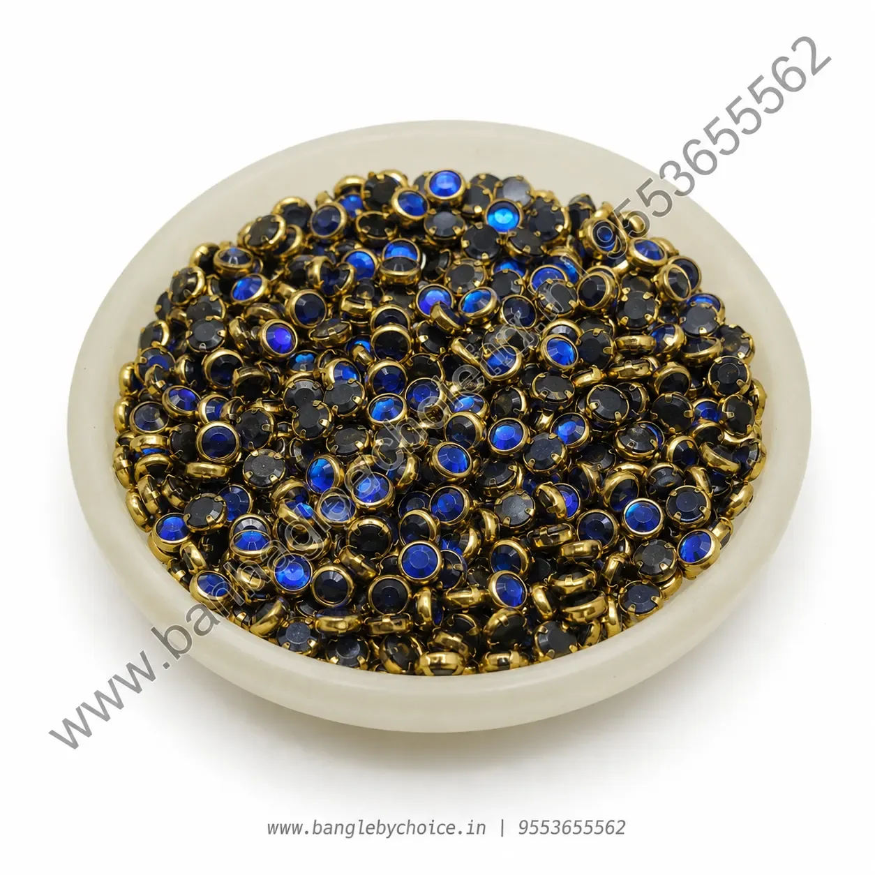 4mm Round Dark Blue Glass Kundans detail view 2