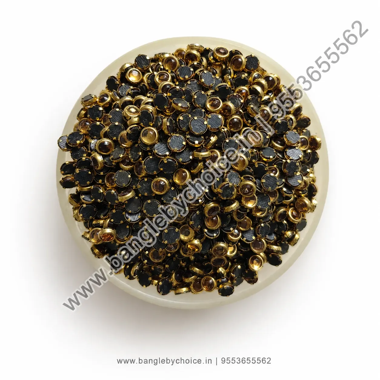 4mm Round Glossy Gold Kundans for bangle making, jewellery making, blouse work and DIY craft projects