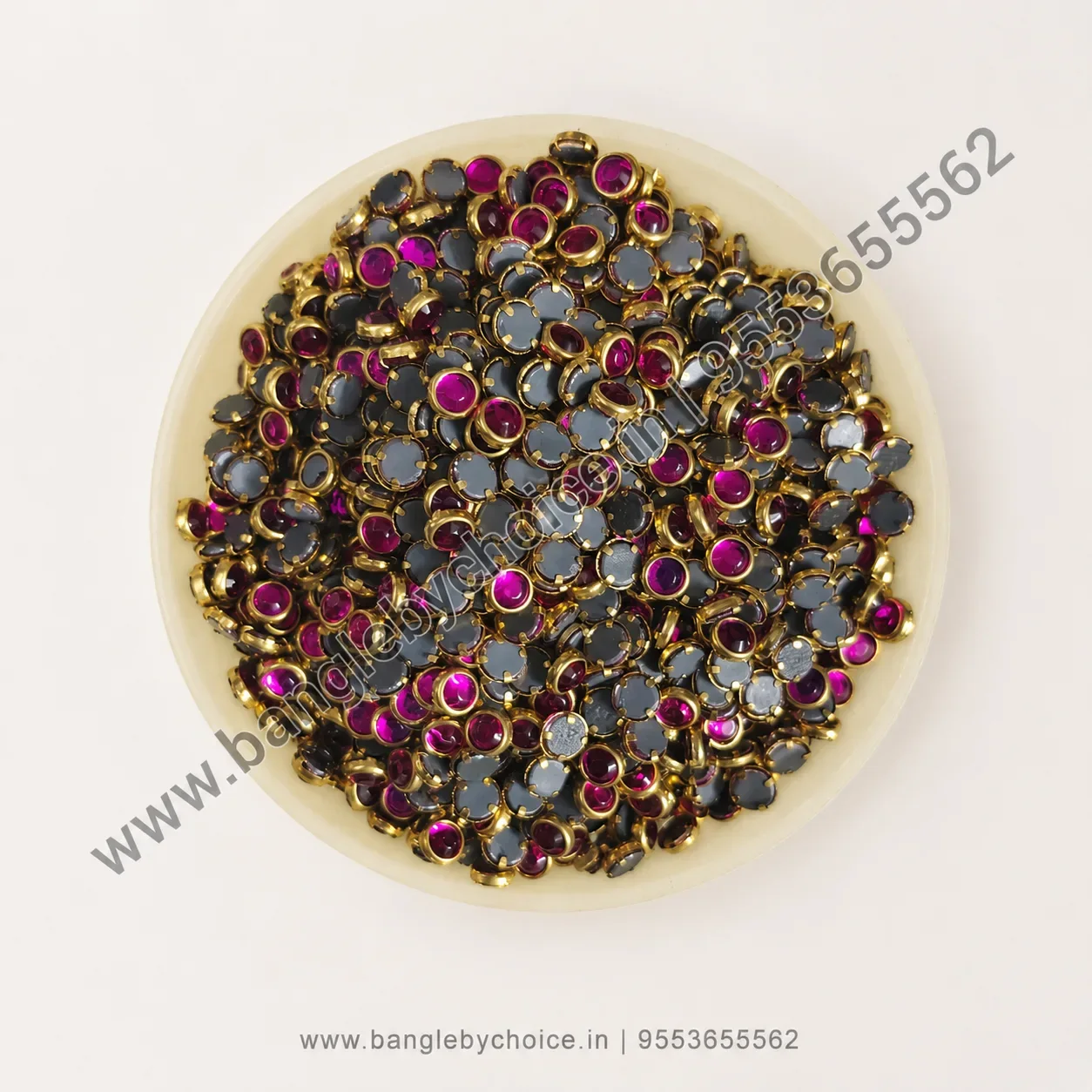 4mm Round Rose Pink Glass Kundans for bangle making, jewellery making, blouse work and DIY craft projects
