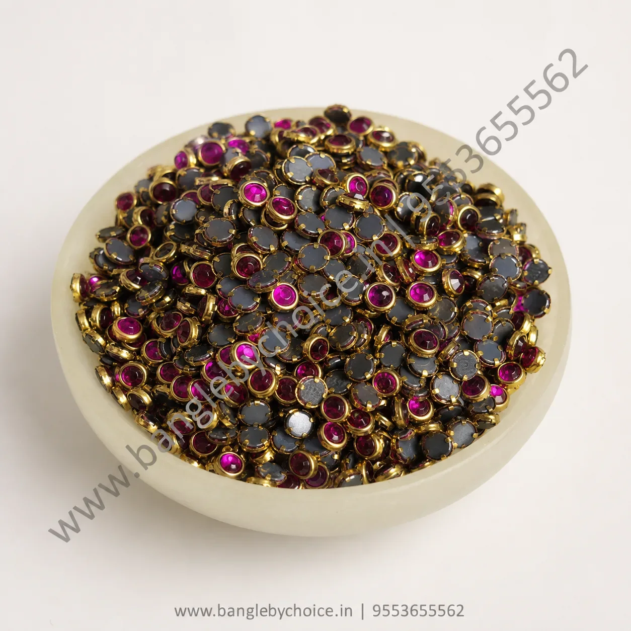 4mm Round Rani Pink Glass Kundans detail view 2