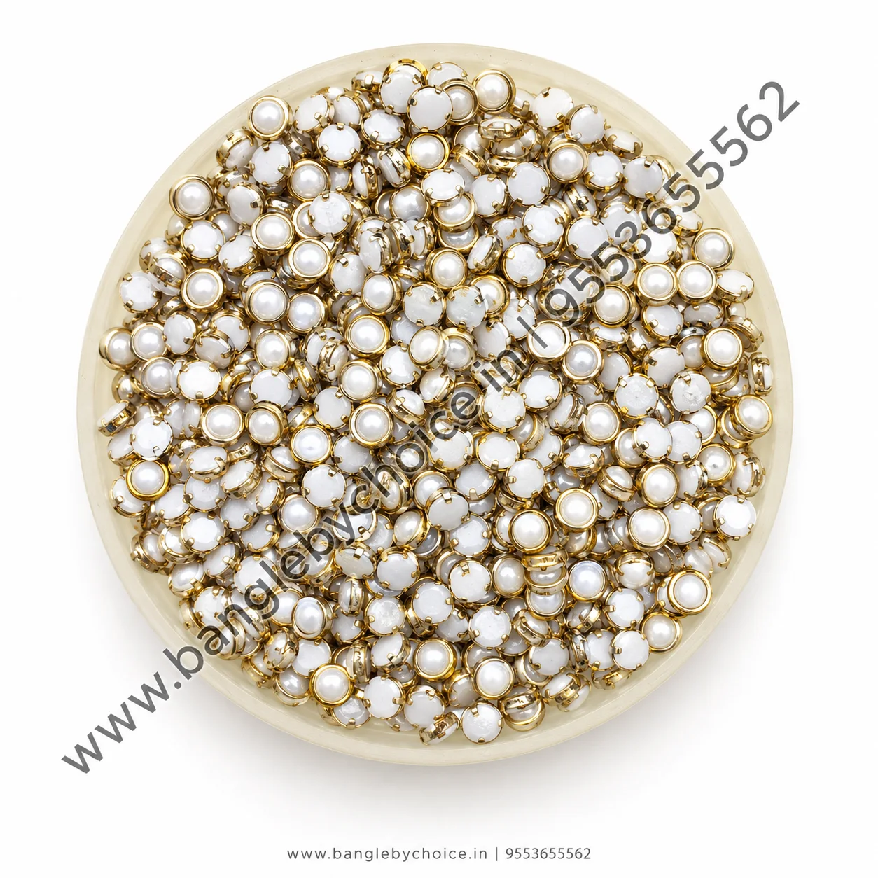 4mm Ceramic White Kundans for bangle making, jewellery making, blouse work and DIY craft projects