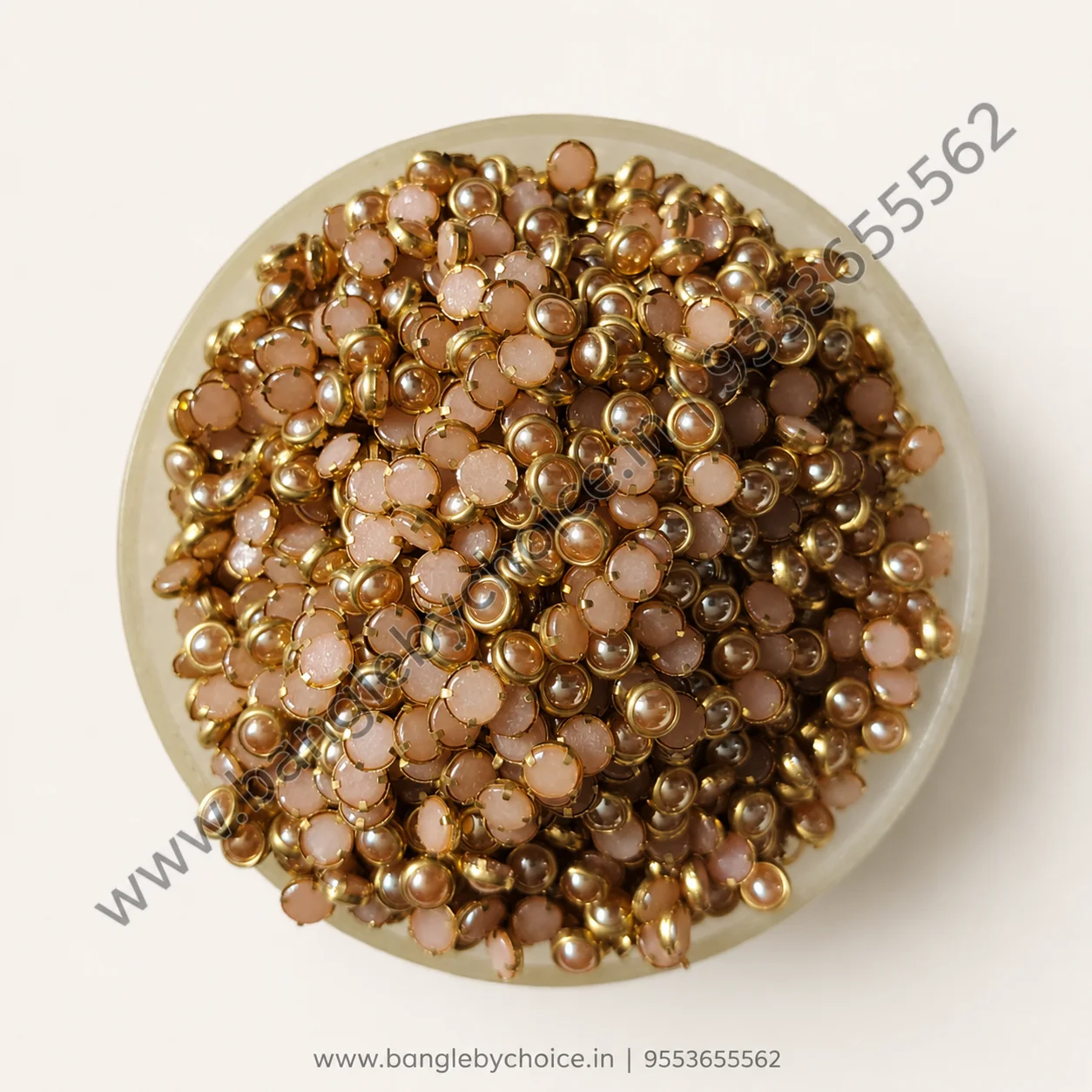 4mm Round Ceramic Gold Kundans for bangle making, jewellery making, blouse work and DIY craft projects
