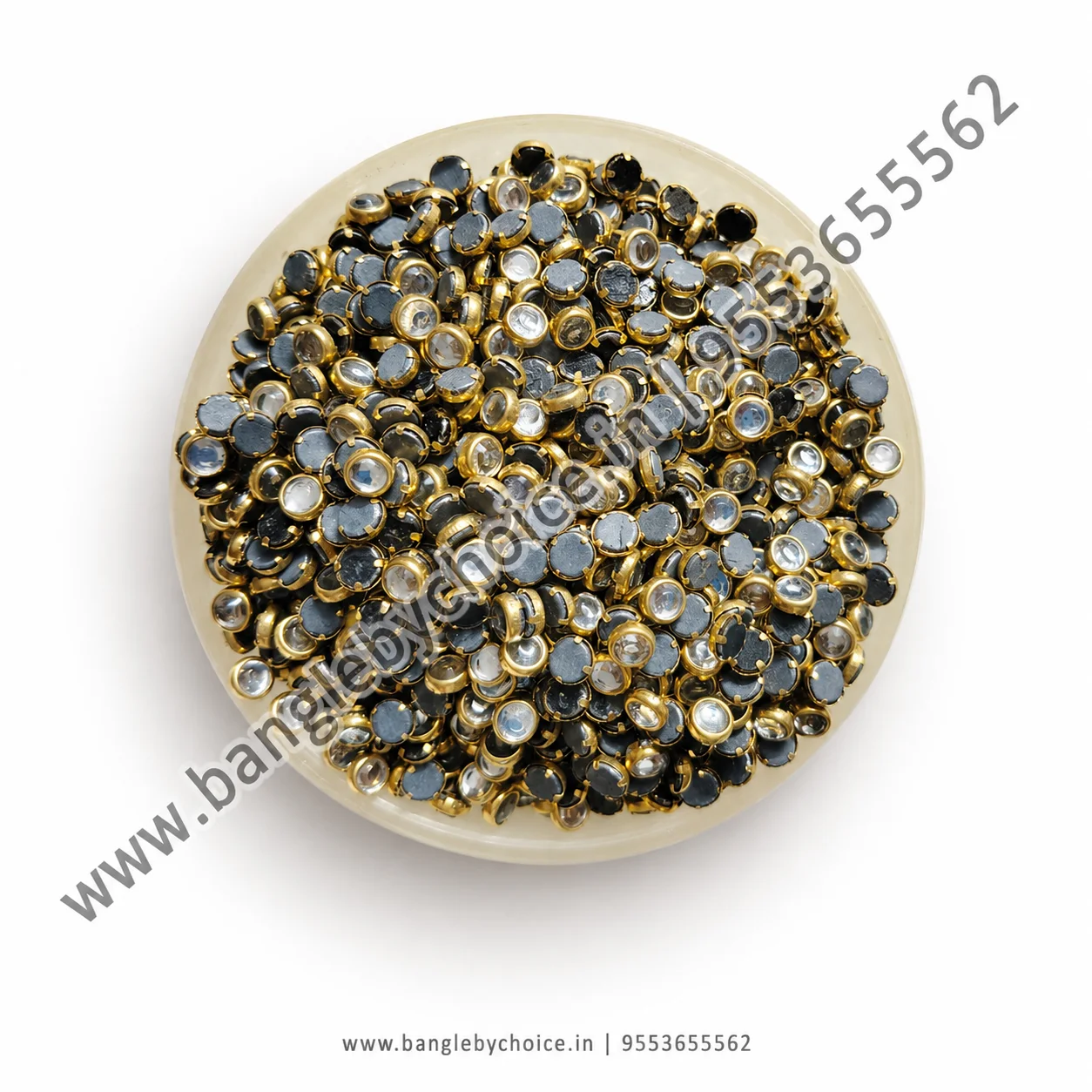 4mm Round Glossy White Kundans for bangle making, jewellery making, blouse work and DIY craft projects