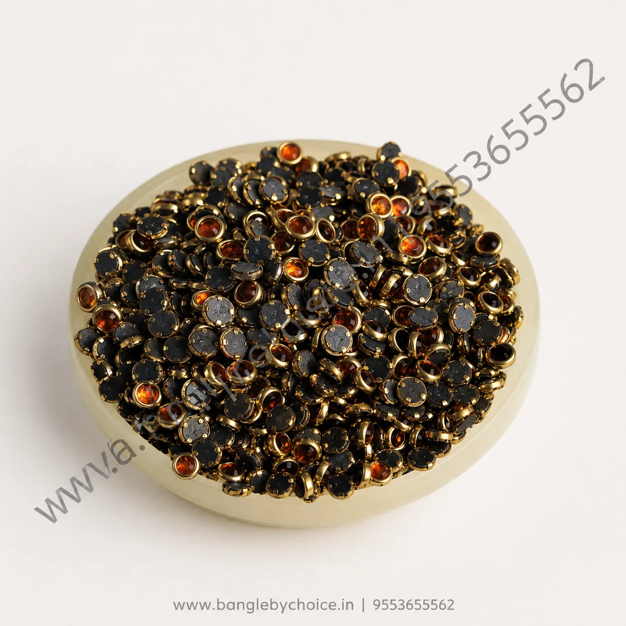 4mm Round Orange Glass Kundans detail view 2