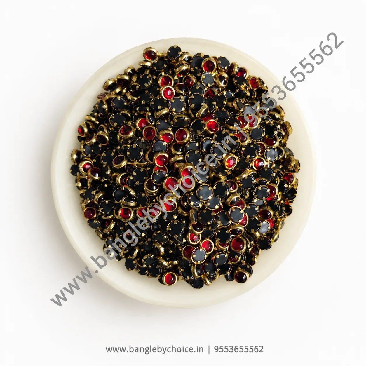 4mm Round Red Glass Kundans for bangle making, jewellery making, blouse work and DIY craft projects