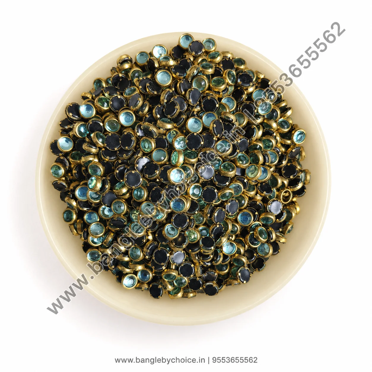 4mm Round Sky Blye Glass Kundans for bangle making, jewellery making, blouse work and DIY craft projects