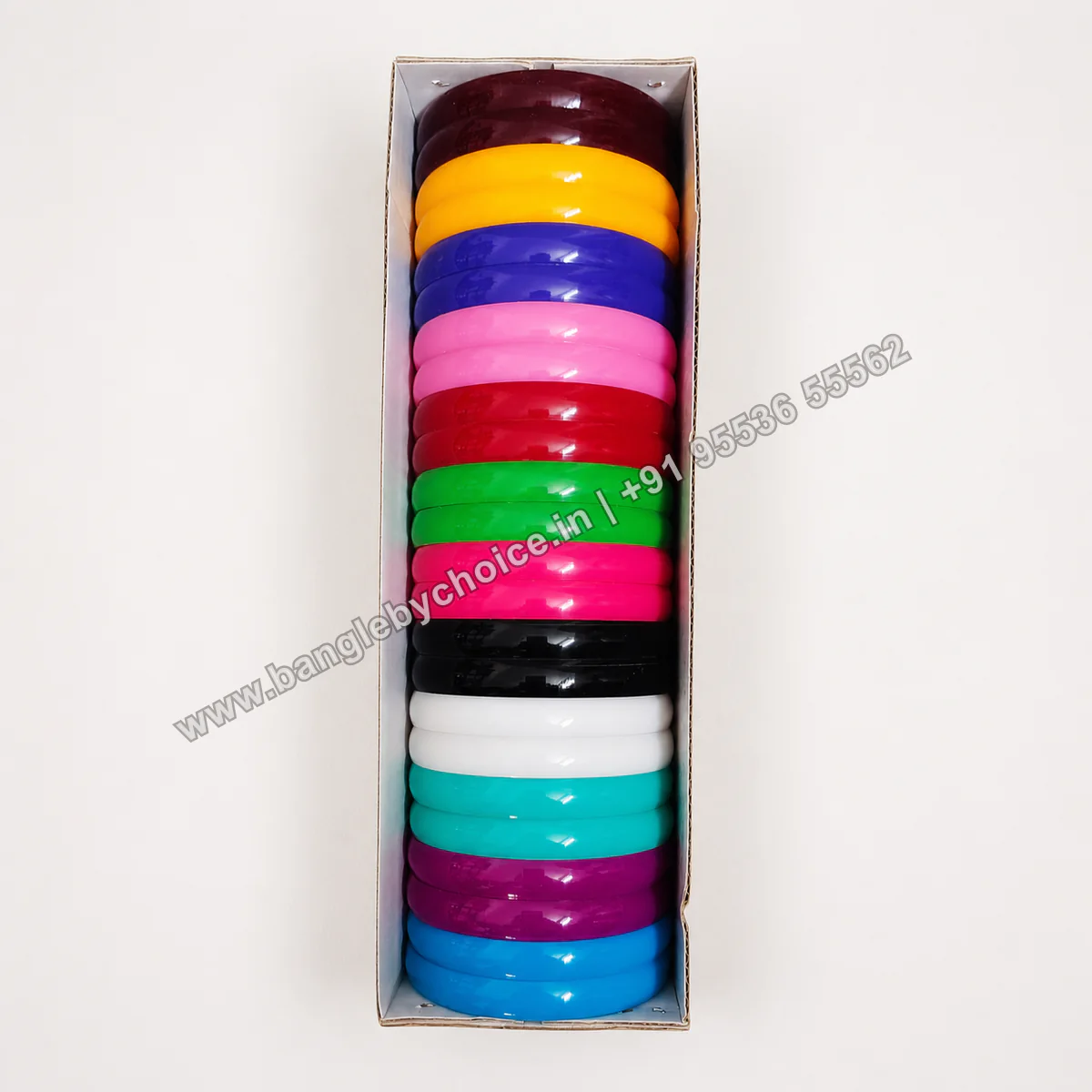 Curve Plain Bangle Box - 6 Cut premium product photo with diagonal Bangle By Choice watermark