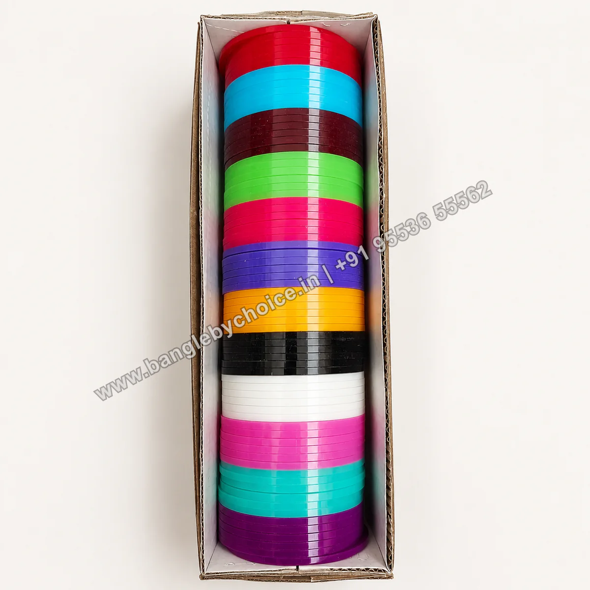 Flat Plain Bangle Box - 1 Cut premium product photo with diagonal Bangle By Choice watermark