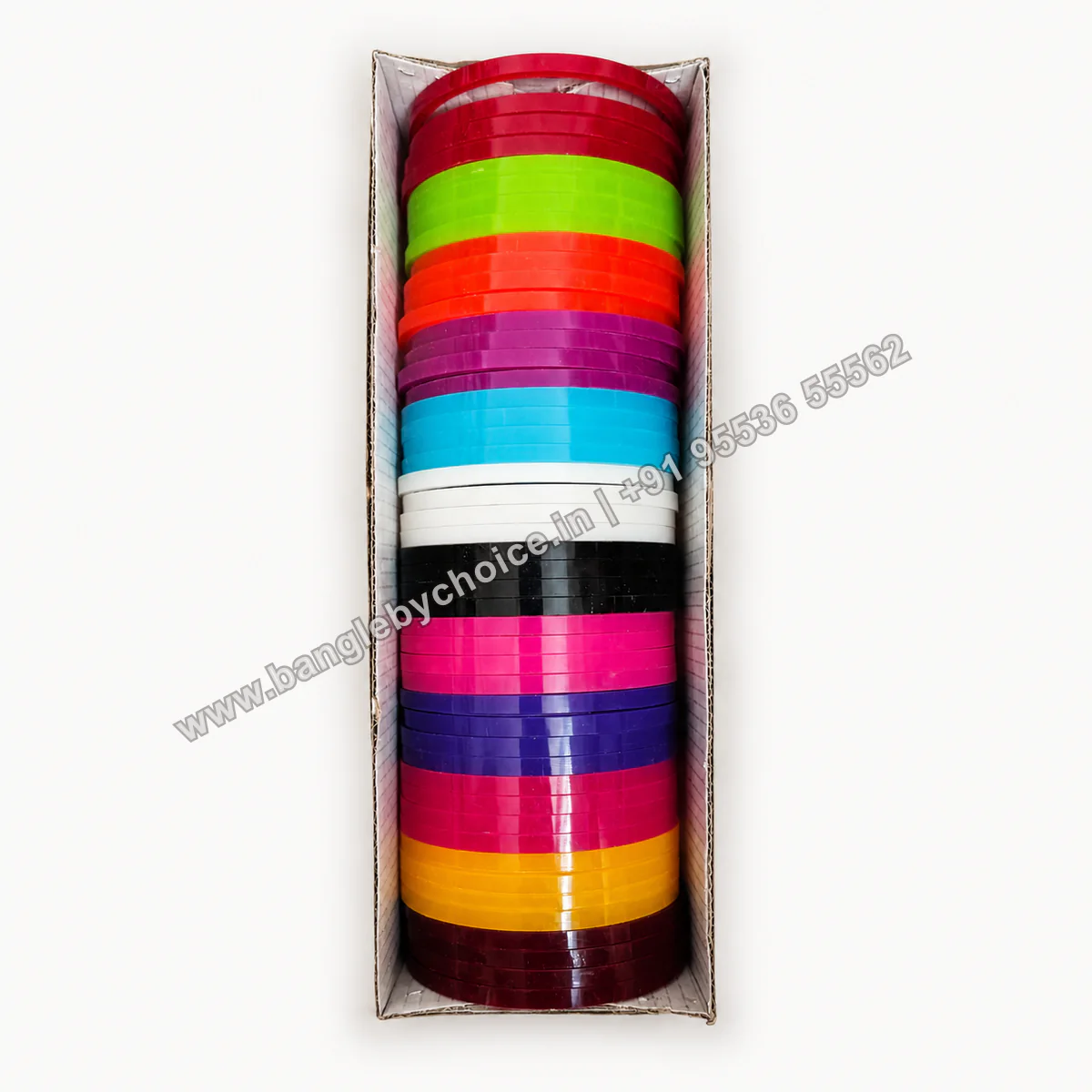 Flat Plain Bangle Box - 2 Cut premium product photo with diagonal Bangle By Choice watermark