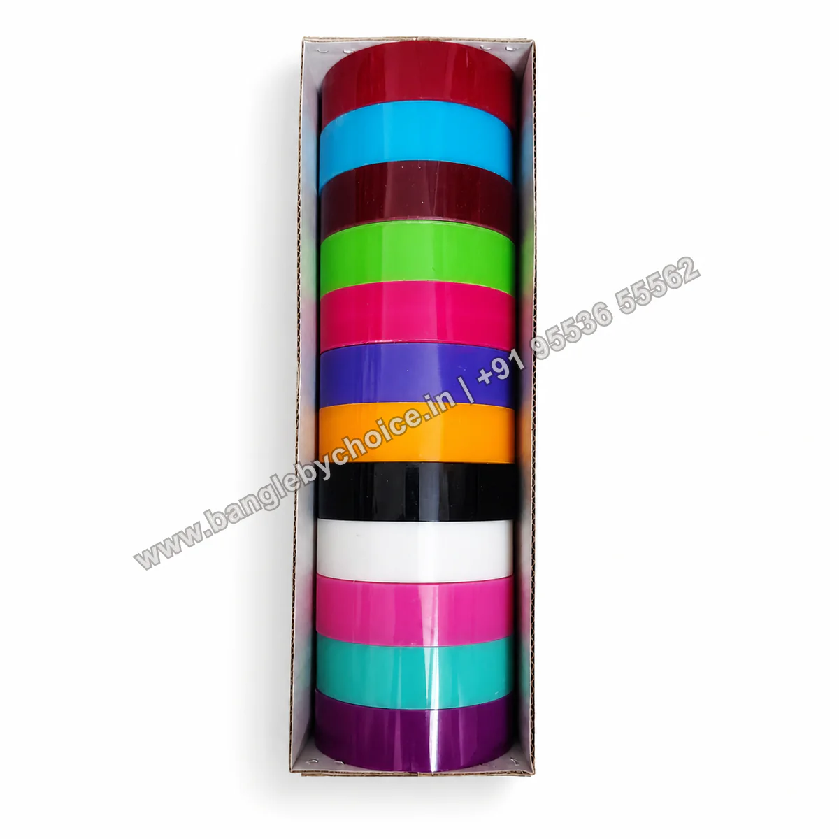 Flat Plain Bangle Box - 6 Cut premium product photo with diagonal Bangle By Choice watermark