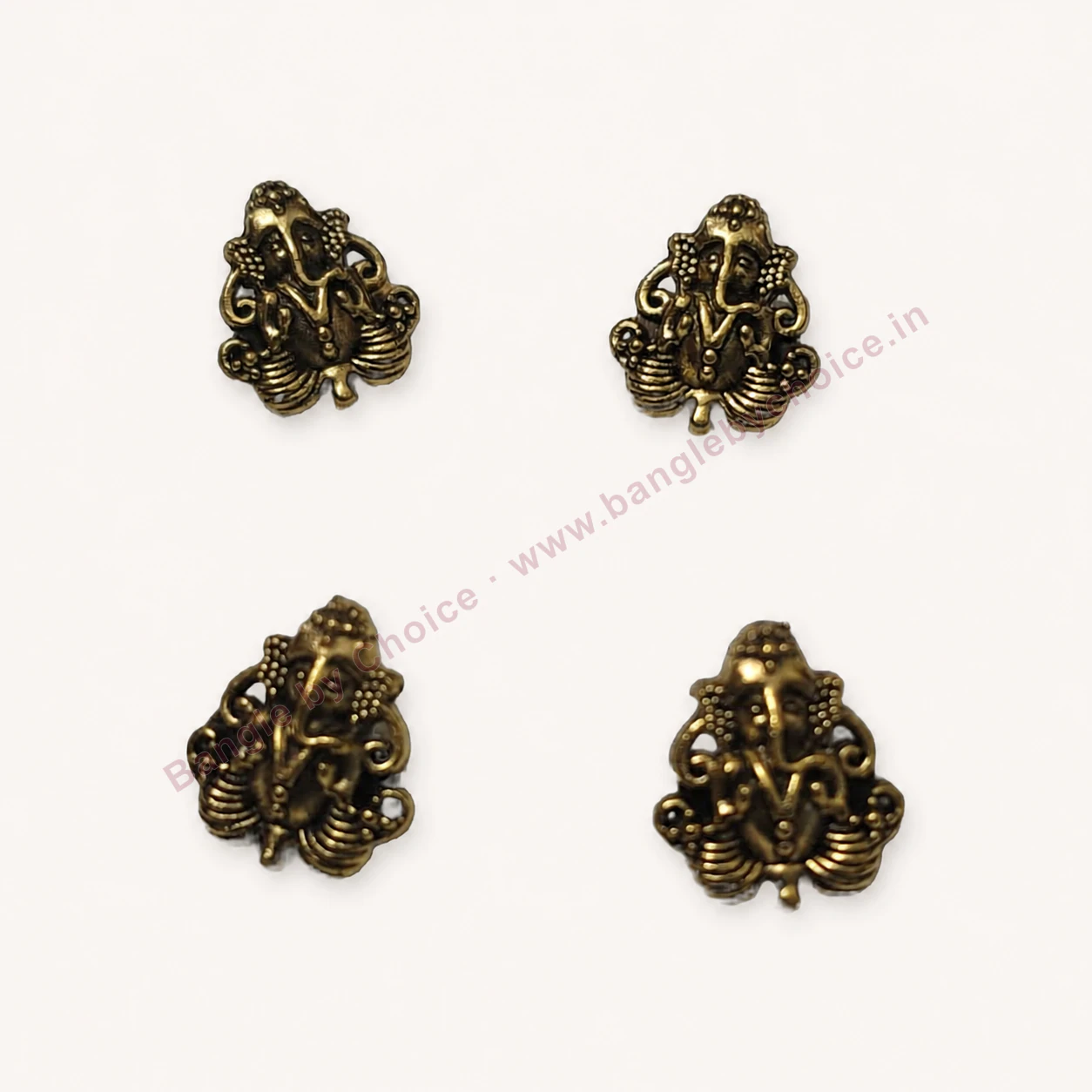 Antique Gold Ganesh Charms premium product photo with Bangle By Choice watermark and phone number