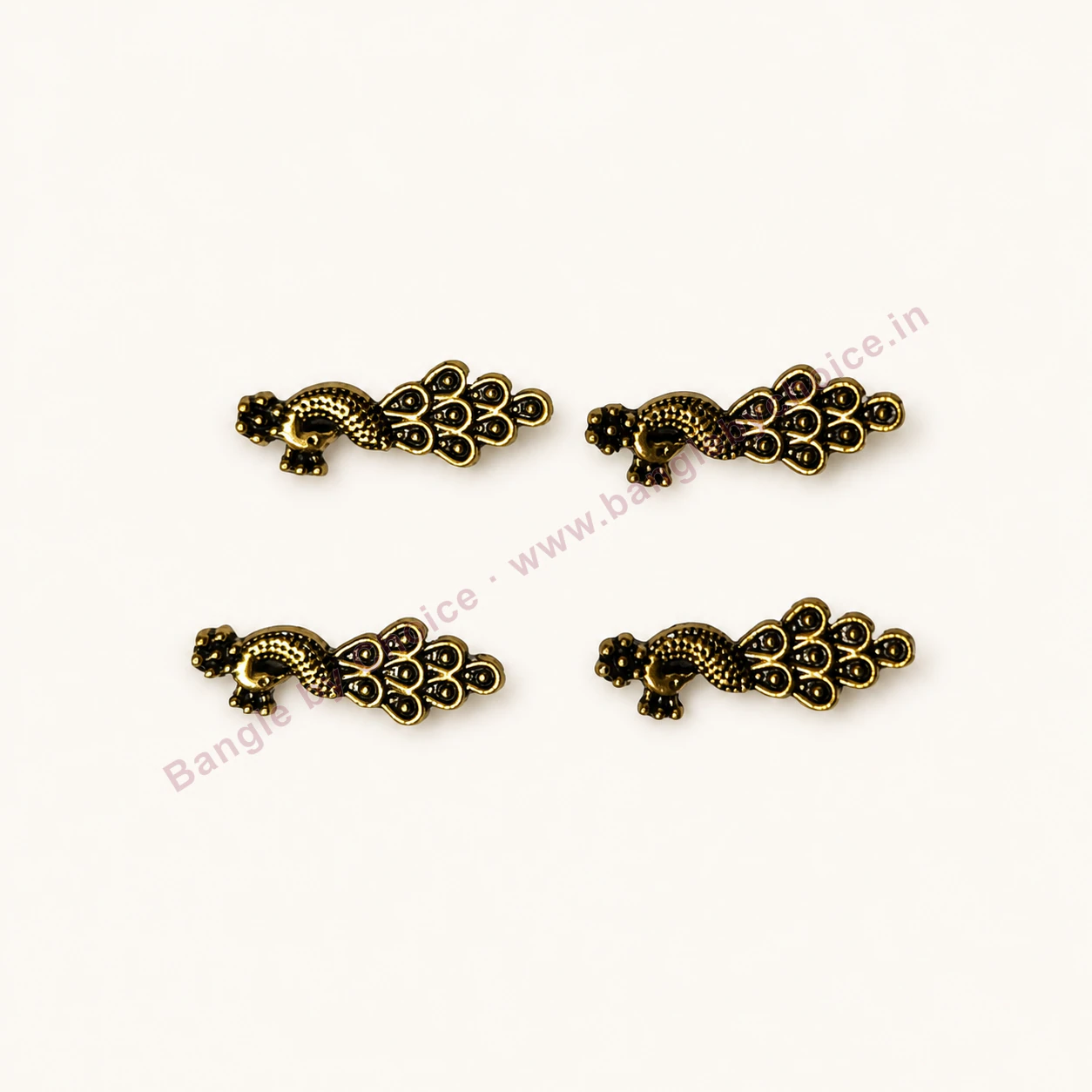 Antique Gold Peacock Charms premium product photo with Bangle By Choice watermark and phone number