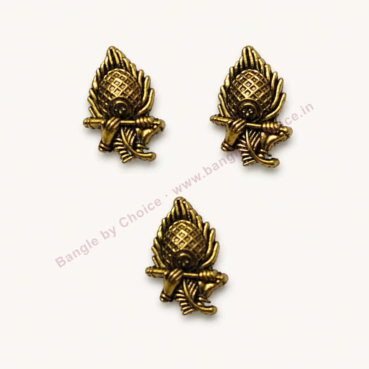 Antique Gold Pinecone Charms premium product photo with Bangle By Choice watermark and phone number