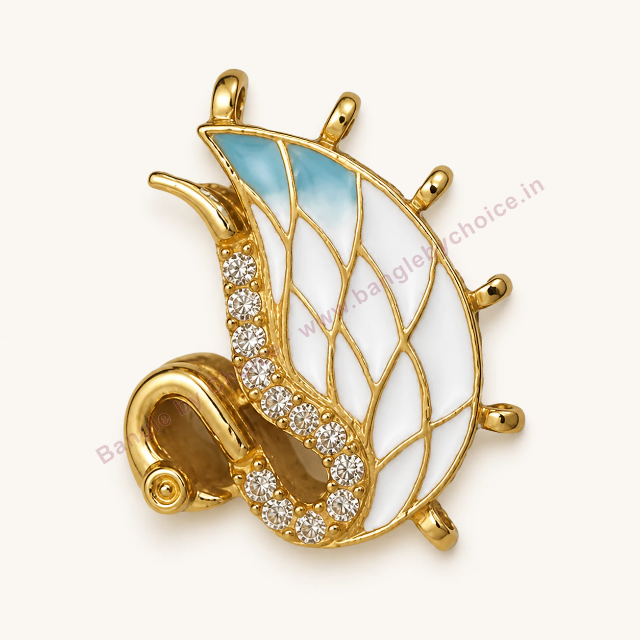 Blue and White Fish Enamel Charm premium product photo with Bangle By Choice watermark and phone number