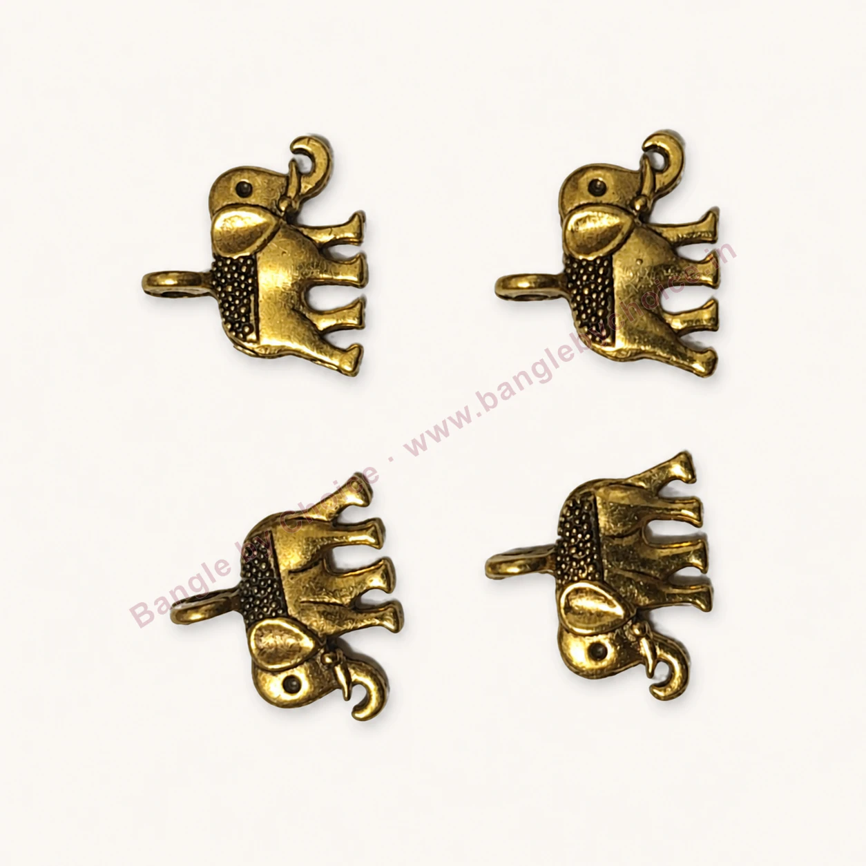 Antique Gold Elephant Charms premium product photo with Bangle By Choice watermark and phone number