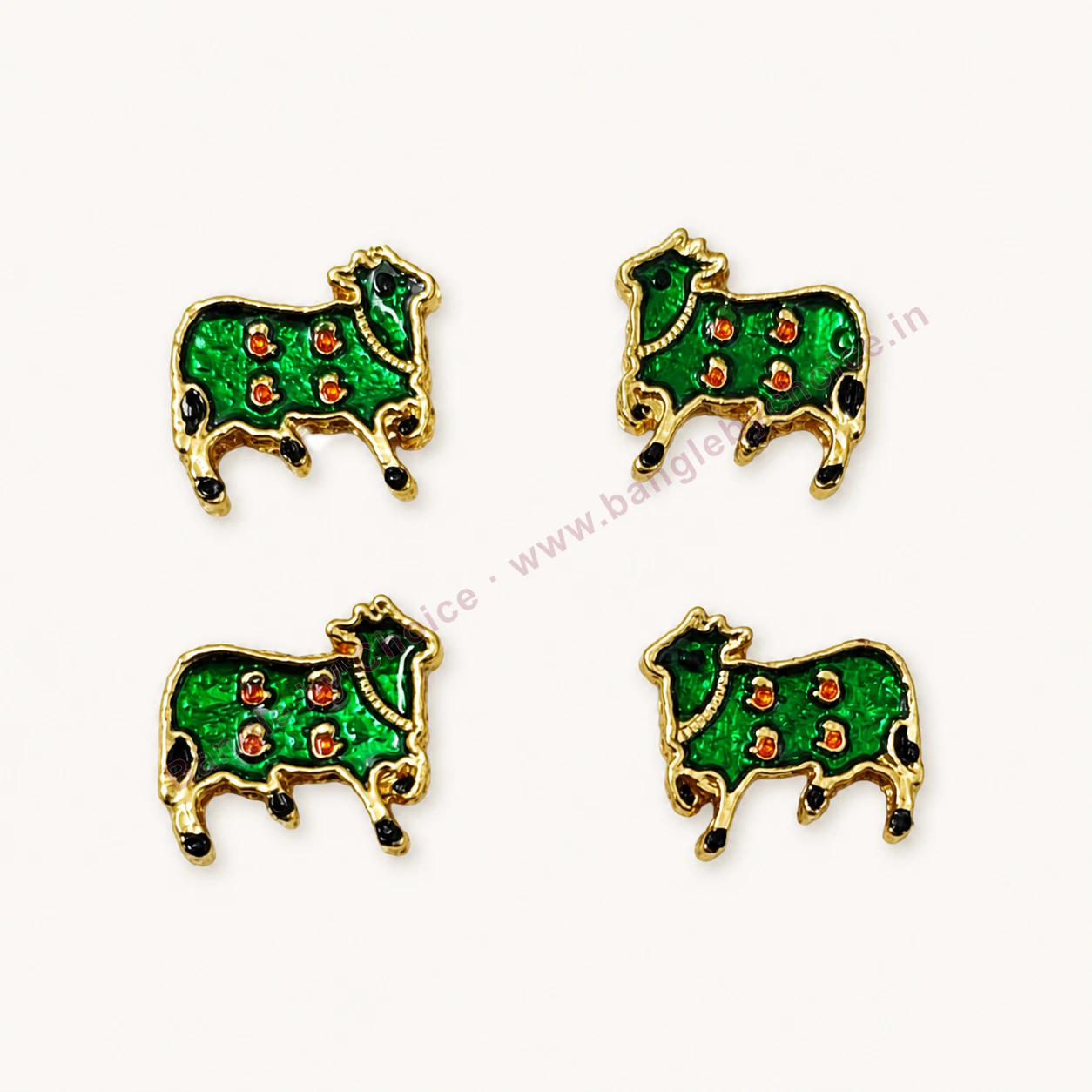 Green Cow Enamel Charm premium product photo with Bangle By Choice watermark and phone number