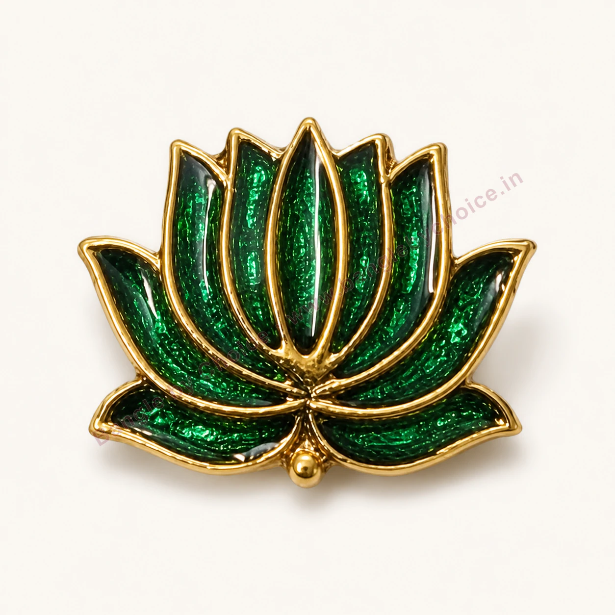 Green Lotus Enamel Charm premium product photo with Bangle By Choice watermark and phone number