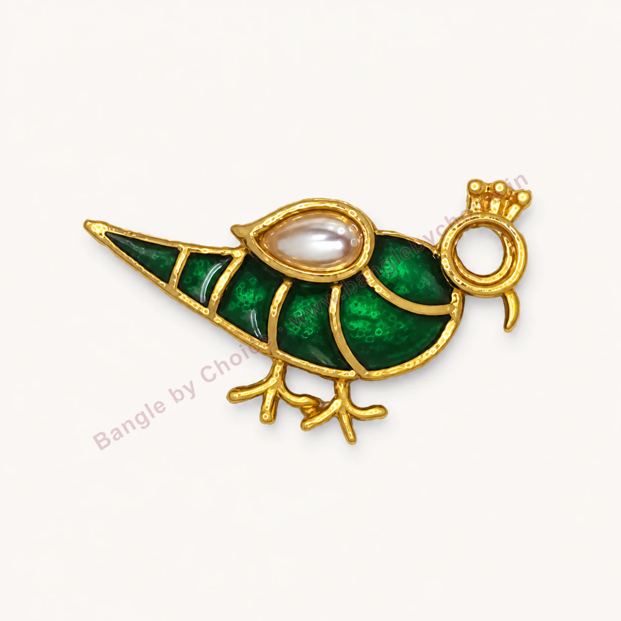 Green Parrot Enamel Charm premium product photo with Bangle By Choice watermark and phone number